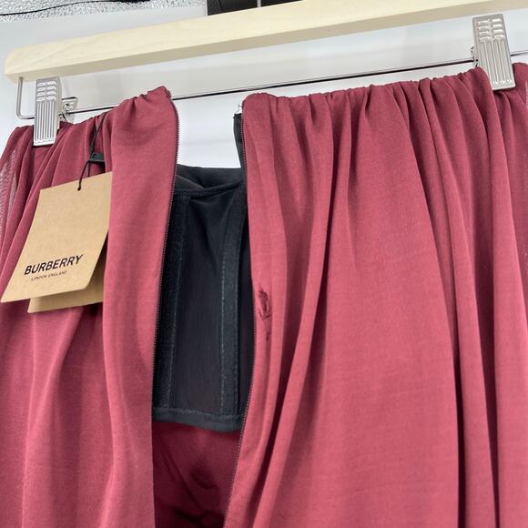 Burberry | Violet Dress in Deep Mulberry Strapless Draped Midi 0 w/ Tags - Picture 11 of 16